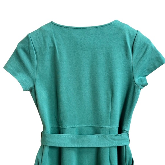 Boden Beatrice Ponte Shift Dress Green Short Sleeve Button Front Belted 4P - Picture 4 of 9